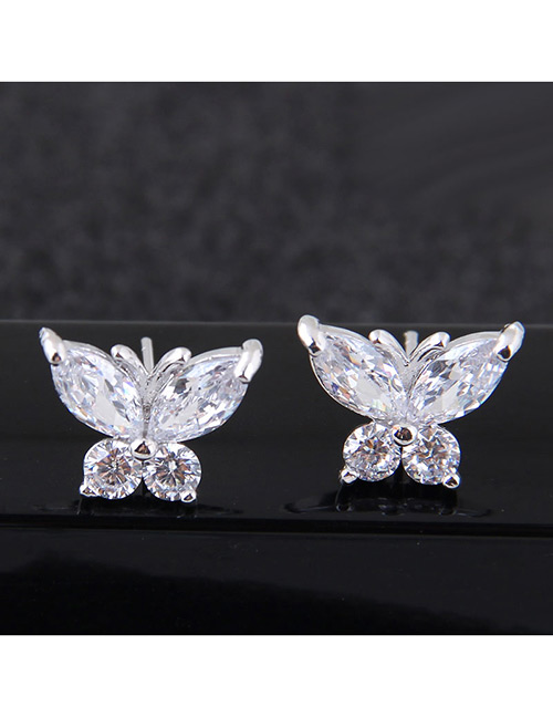 Sweet Silver Color Butterfly Shape Design Pure Color Earrings