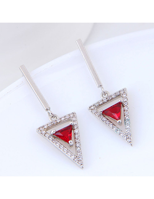 Sweet Silver Color Triangle Shape Design Long Earrings
