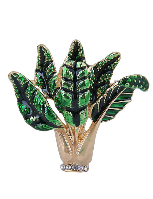 Elegant Green Spinach Shape Design Pure Color Brooch
