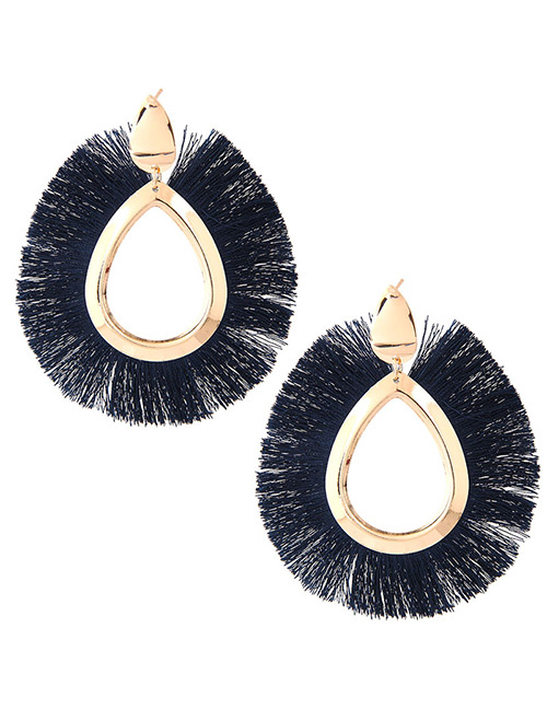 Fashoin Dark Gray Tassel Decorated Pure Color Earrings