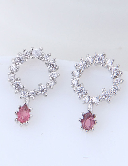 Sweet Silver Color Full Diamond Design Round Shape Earrings