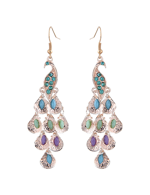 Fashion Rose Gold Peacock Shape Decorated Earrings