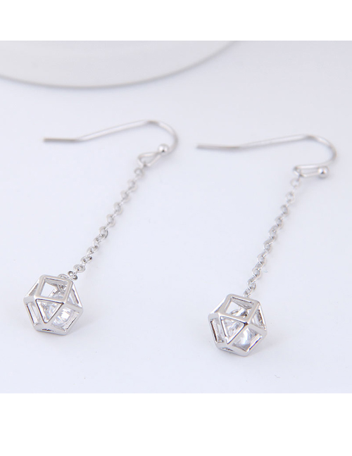 Fashion Silver Color Diamond Decorated Pure Color Earrings