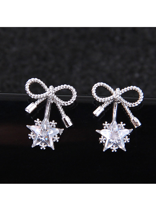 Fashion Silver Color Bowknot&star Shape Decorated Earrings