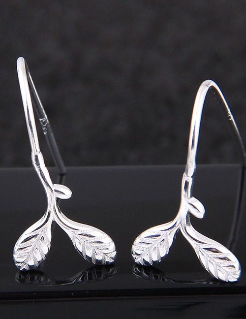 Fashion Silver Color Leaf Shape Decorated Earrings