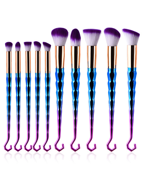 Fashion Purple Sector Shape Decorated Makeup Brush (10 Pcs)