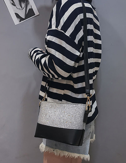 Vintage Silver Color Square Shape Decorated Shoulder Bag