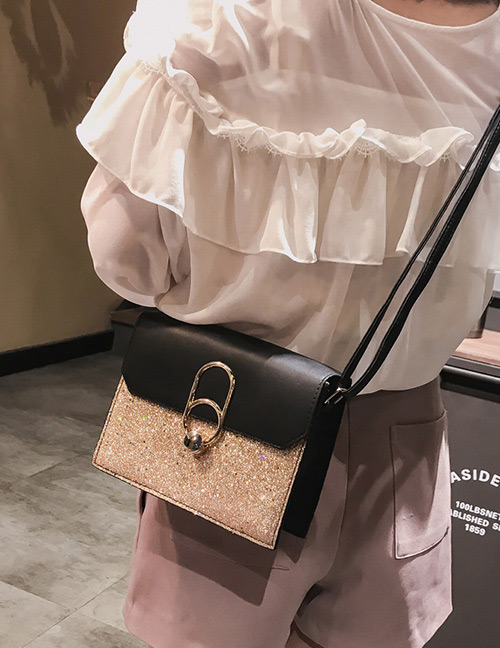 Fashion Gold Color Buckle Decorated Shoulder Bag