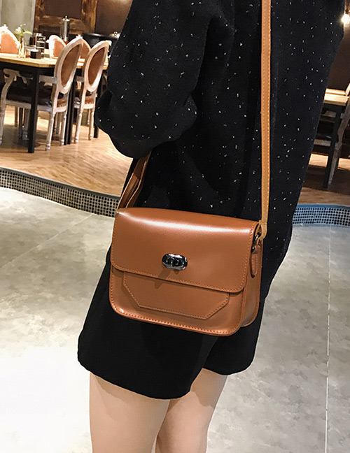 Vintage Light Brown Square Shape Decorated Shoulder Bag