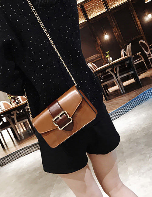 Fashion Light Brown Square Shape Decorated Shoulder Bag