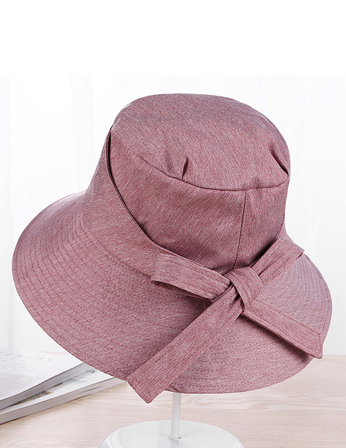 Trendy Pink Bowknot Design Pure Color Beach Hat