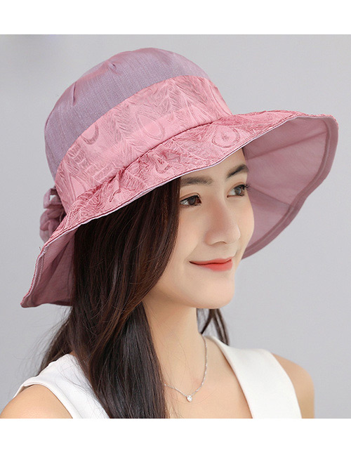 Trendy Pink Flower Decorated Simple Sunshade Hat