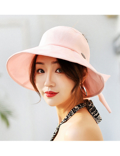 Trendy Pink Pure Color Decorated Sunshade Hat