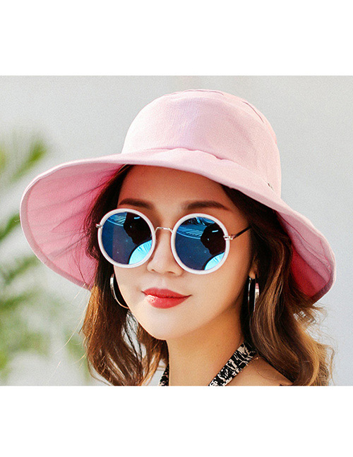Trendy Pink Pure Color Decorated Sunshade Hat