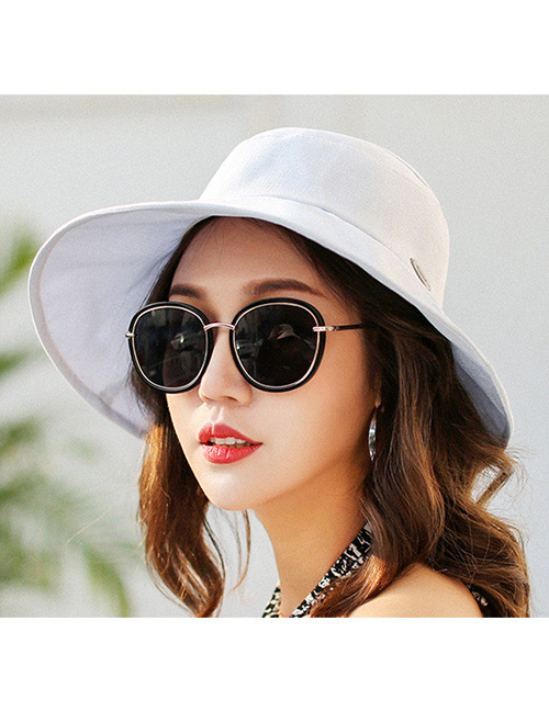 Trendy Gray Pure Color Decorated Sunshade Hat