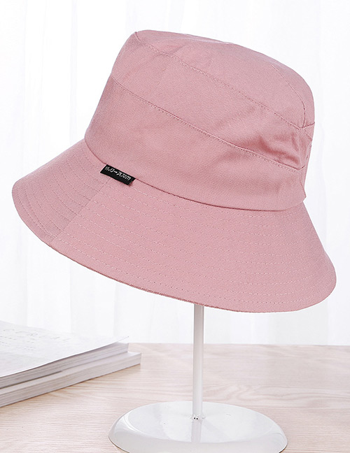 Fashion Pink Pure Color Decorated Fisherman Sunshade Hat