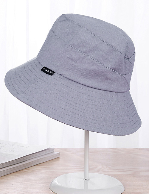Fashion Gray Pure Color Decorated Fisherman Sunshade Hat