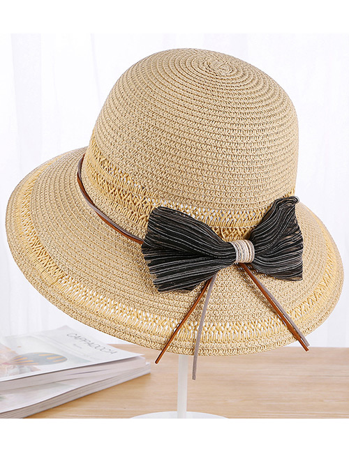 Fashion Beige Bowknot Decorated Beach Sun Hat