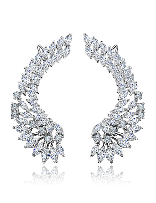 Fashion White Full Diamond Decorated Pure Color Earrings