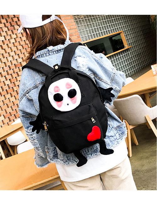 Fashion Black Cartoon Shape Decorated Backpack(l)