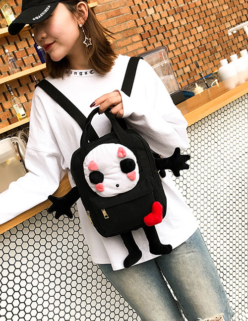 Fashion Black Cartoon Shape Decorated Backpack(m)