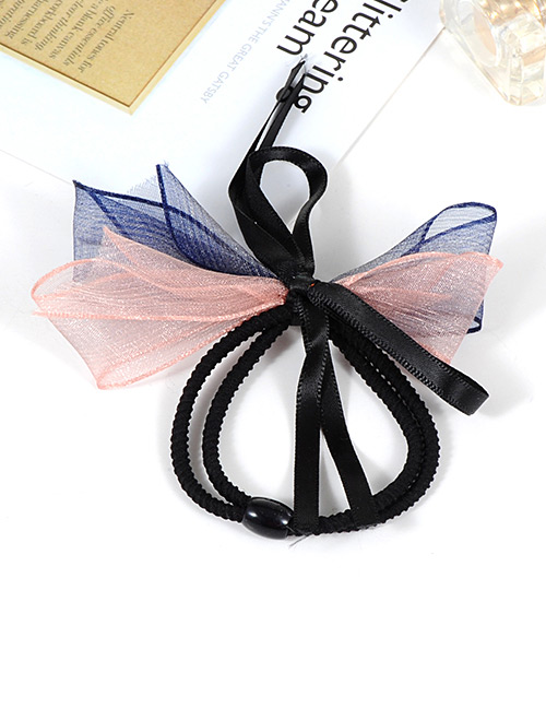 Fashion Pink+blue Bowknot Decorated Double Layer Hair Band