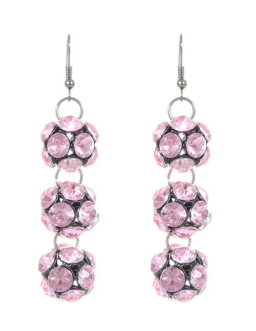 Fashion Pink Balls Shape Design Long Earrings