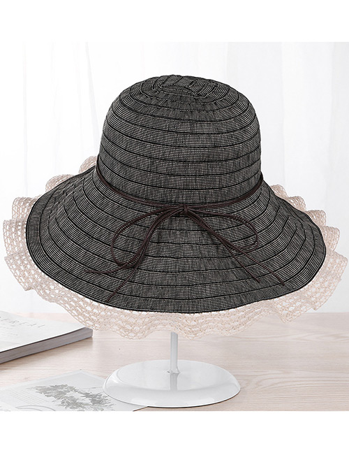 Fashion Black Strip Shape Decorated Hat