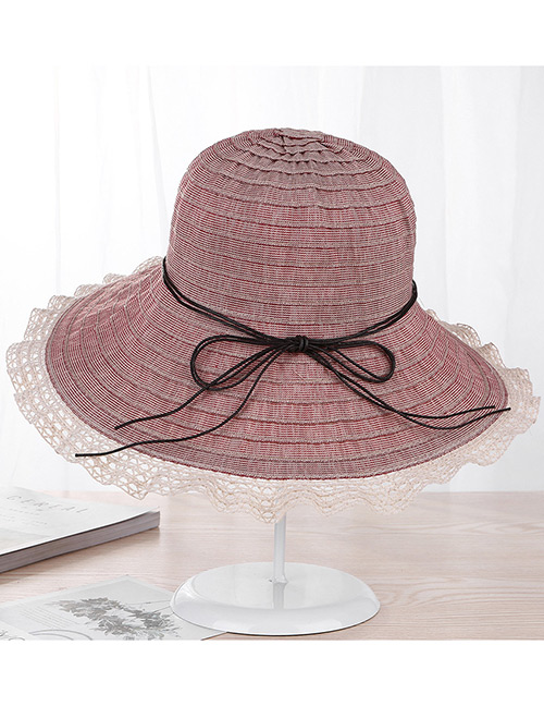 Fashion Dark Pink Strip Shape Decorated Hat