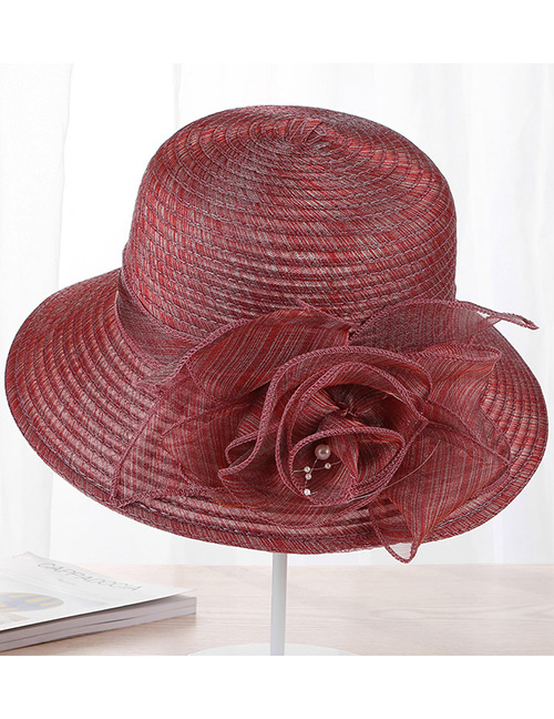 Fashion Claret-red Flower Shape Decorated Hat