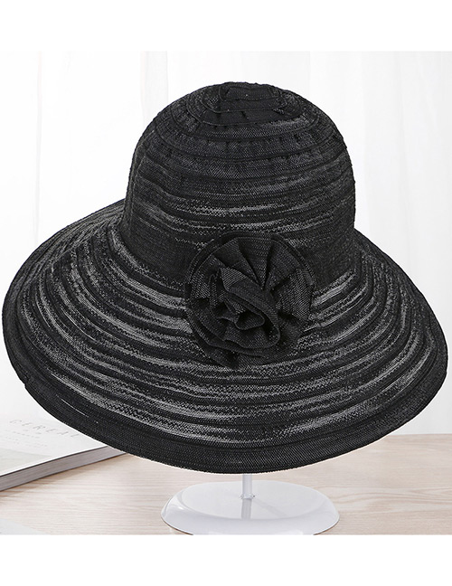 Fashion Black Flower Shape Decorated Hat