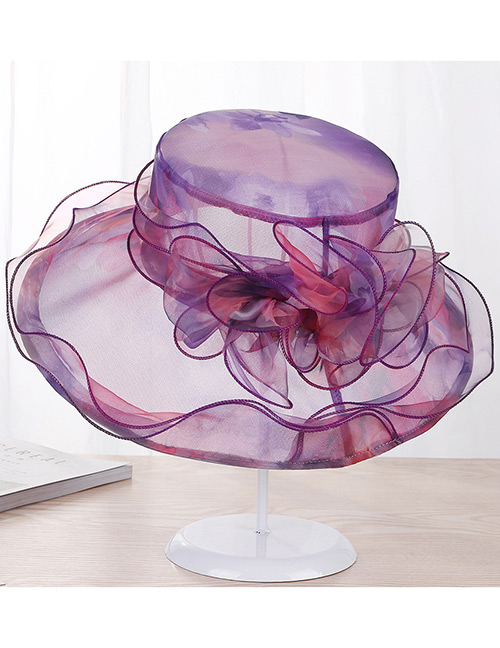Fashion Purple Flower Shape Decorated Hat