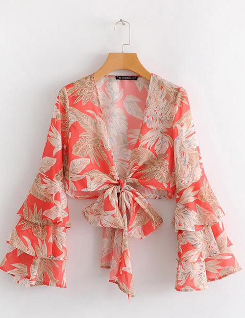 Fashion Red Bowknot Shape Decorated Blouse