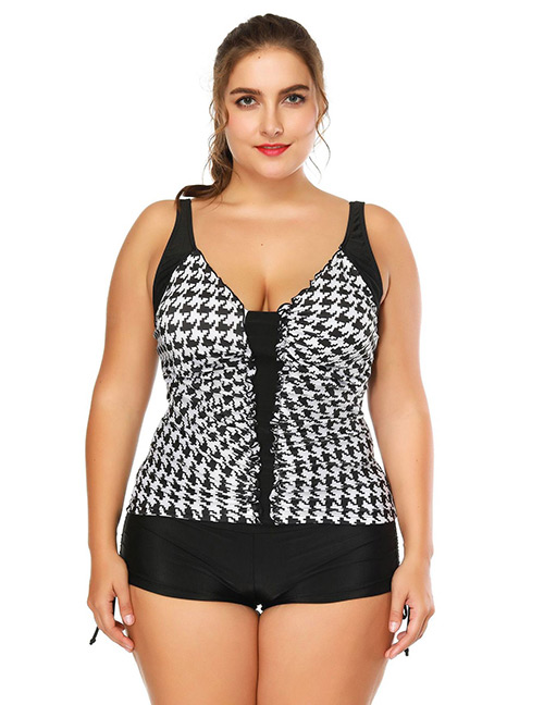 Sexy Black+white Color Matching Decorated Swimwear