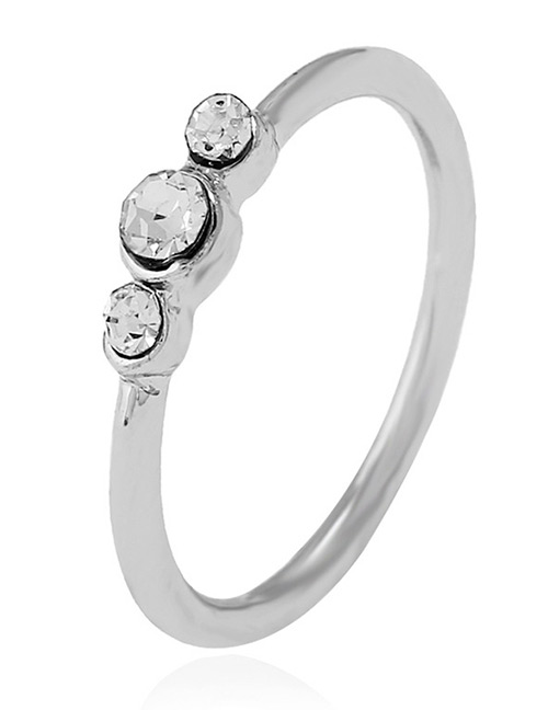 Fashion Silver Color Diamond Decorated Simple Ring