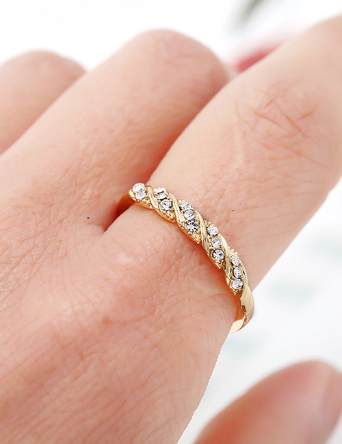 Fashion Gold Color Full Diamond Decorated Ring