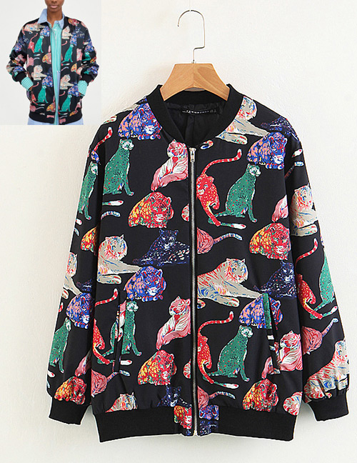 Fashion Multi-color Flower Pattern Decorated Coat