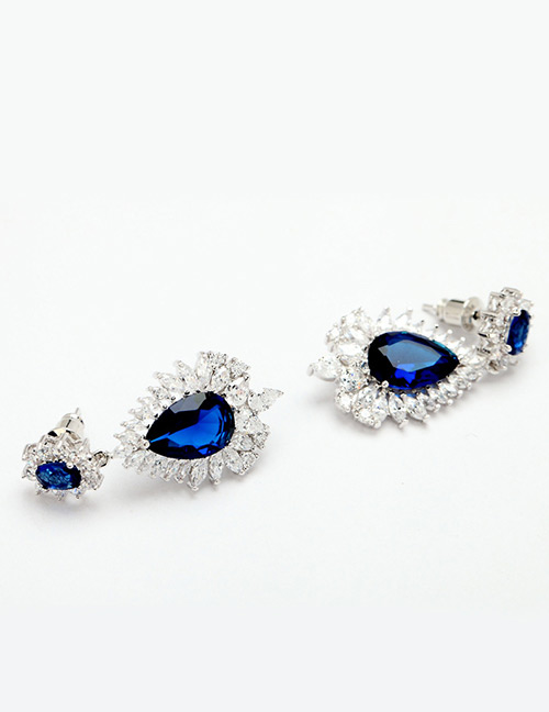 Fashion Blue Waterdrop Shape Design Simple Earrings