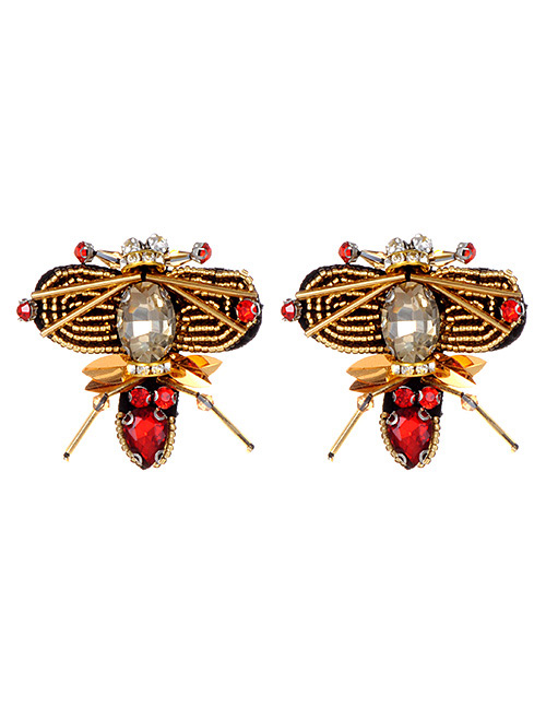Fashion Red Bee Shape Decorated Earrings
