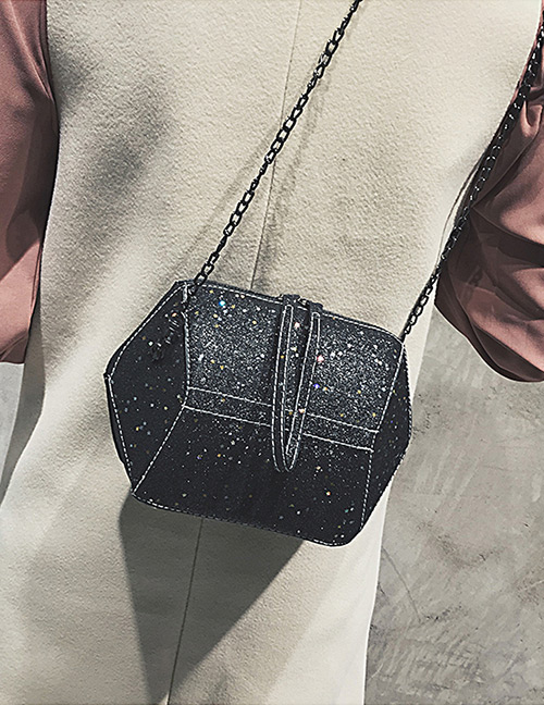 Fashion Black Paillette Shape Decorated Bag