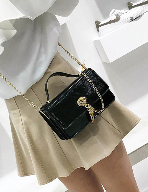 Fashion Black Oval Shape Decorated Bag