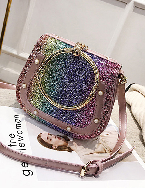 Fashion Multi-color Paillette Decorated Round Bag