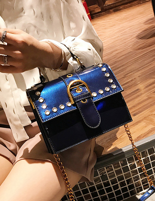Fashion Blue Belt Buckle Shape Decorated Bag