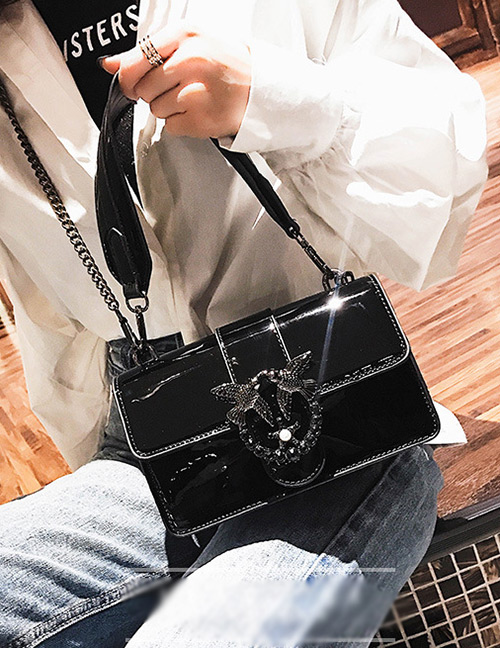 Fashion Black Bird Shape Decorated Square Bag