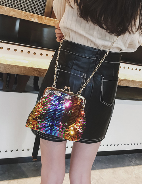 Fashion Multi-color Paillette Decorated Multi-color Bag