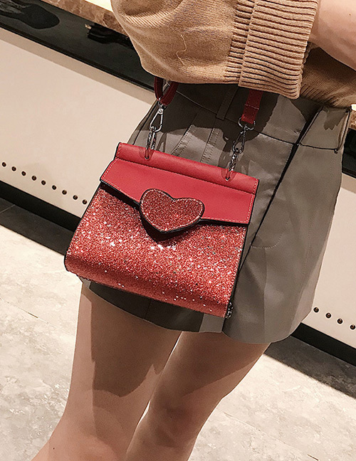 Fashion Red Heart Shape Design Paillette Bag