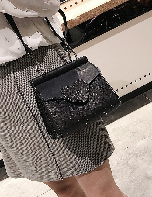 Fashion Black Heart Shape Design Paillette Bag