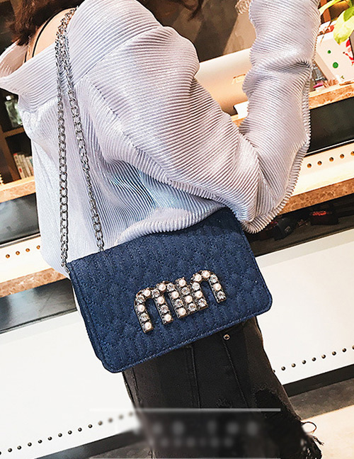 Fashion Blue Letter Shape Pattern Decorated Bag