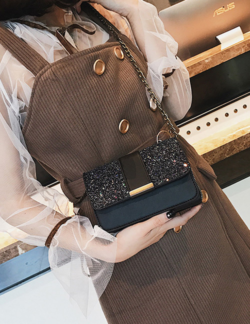Fashion Black Paillette Decorated Bag