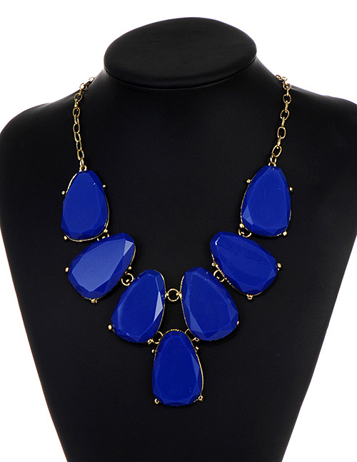 Fashion Sapphire Blue Waterdrop Shape Design Necklace